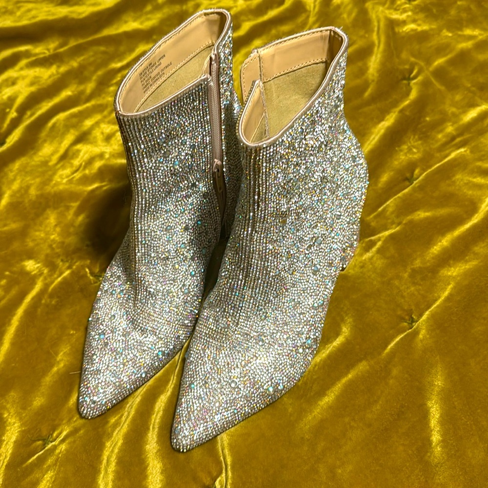 Almost new Betsy Johnson rhinestone ankle boots!
